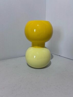 Anthropologie Yellow Double Bubble Vase Glossy Modern Sculptural Bud Vase